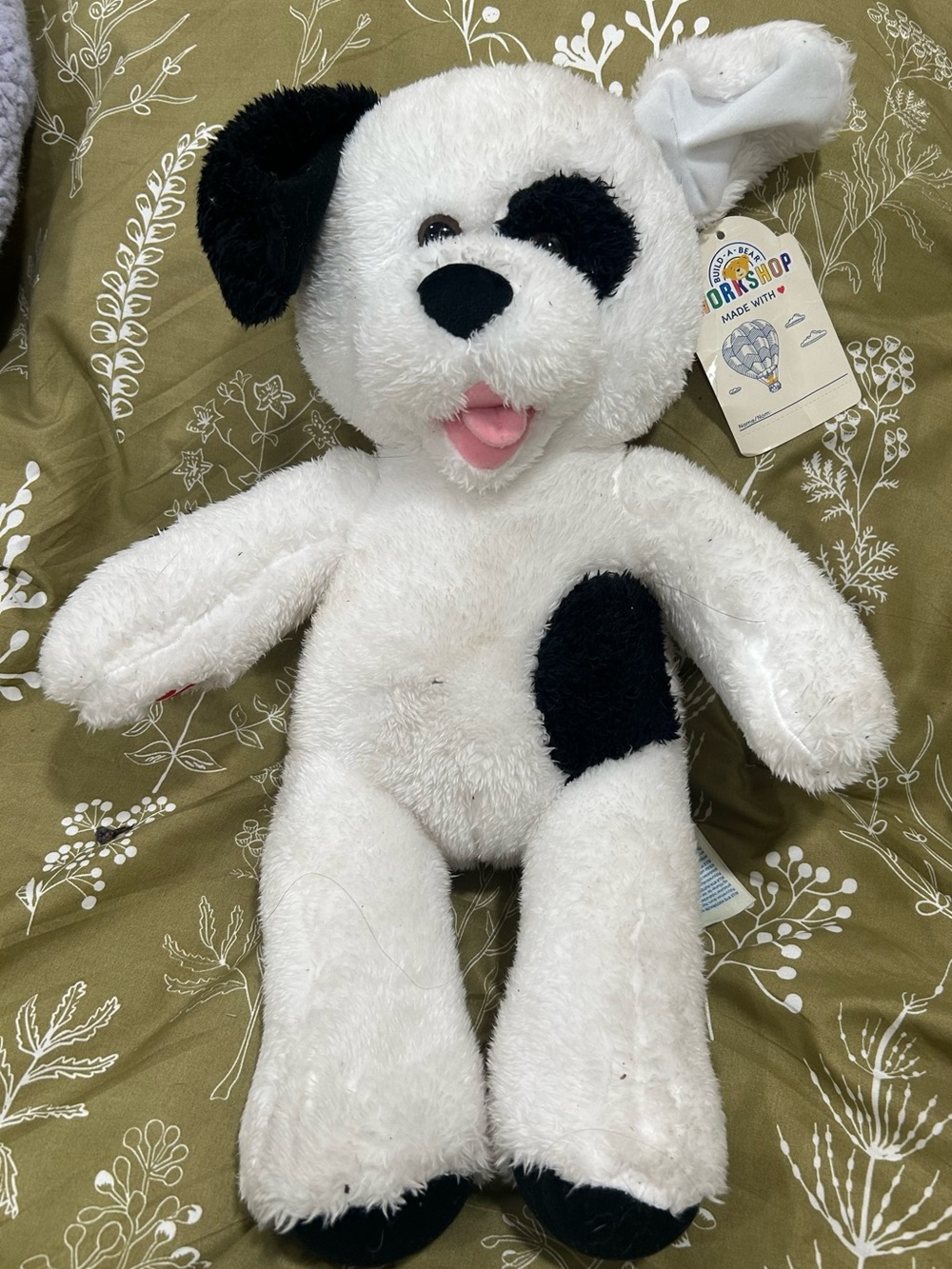 Build-A-Bear White Black Spot Puppy Dog Plush NWT Stuffed Animal 16”